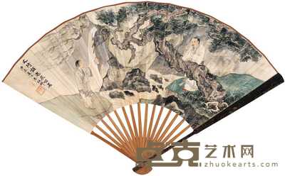 朱梅邨 叶尔恺 1940年作 邀泉啜茗 行书 成扇 